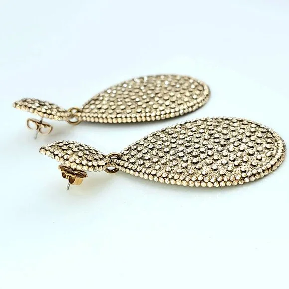 Roni Blanshay Swarovski Crystal Teardrop Statement Earrings – Champagne Gold - Picture 6 of 11